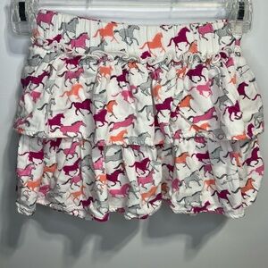 Horse Print Tiered Skort White Pink Magenta Orange Gray Girls Size 6